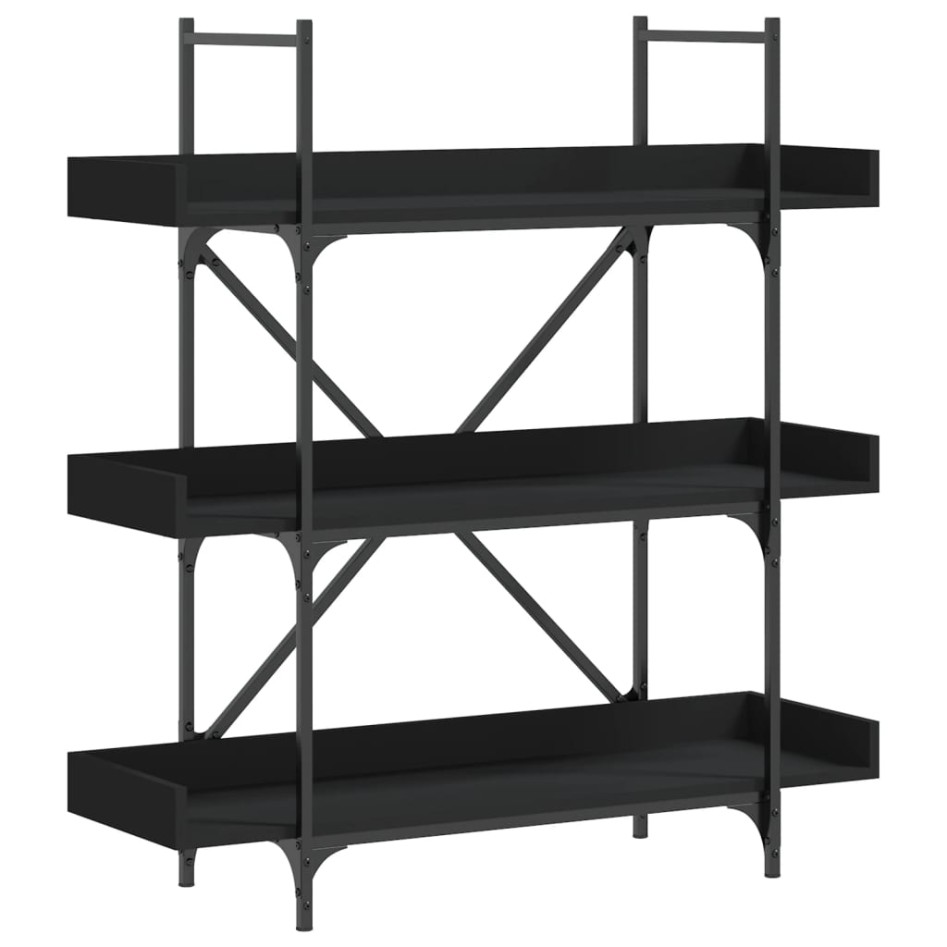 Librería de 3 estantes madera ingeniería negro 100x33x108,5