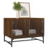 Mesa de centro con puertas de vidrio marrón roble 68,5x50x50