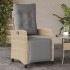 Sillón reclinable jardín reposapiés 2 uds ratán PE beige