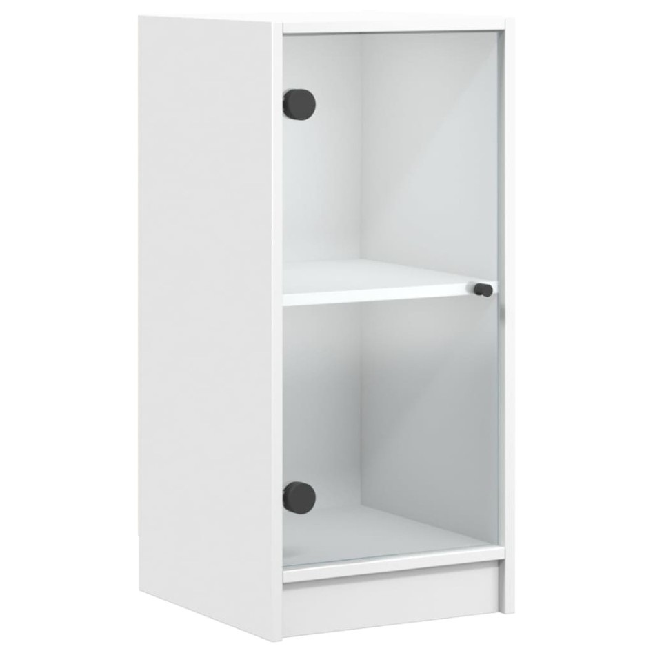 Armario auxiliar con puertas de vidrio blanco 35x37x75,5
