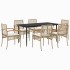 Set comedor de jardín 7 pzas con cojines ratán sintético