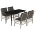 Set comedor de jardín 5 pzas cojines ratán sintético gris