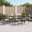 Set de comedor de jardín 7 pzas y cojines ratán sintético negro
