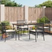 Set de muebles jardín 5 pzas con cojines ratán sintético negro