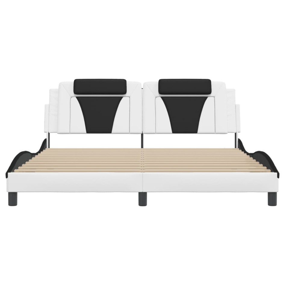 Estructura de cama con cabecero cuero sintético blanco y