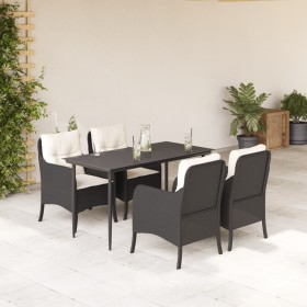 Set de muebles jardín 5 pzas con cojines ratán sintético