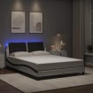 Estructura cama con LED cuero sintético blanco negro 120x200 cm
