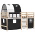Cama alta niños con túnel madera pino blanco negro 90x190