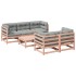 Set de sofás jardín 6 pzas con cojines madera abeto