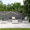 Set muebles jardín 6 pzas con cojines madera maciza pino blanco