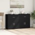 Aparador de madera de ingeniería 2 uds negro 60x31x70