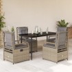 Set comedor de jardín 5 pzas con cojines ratán sintético beige