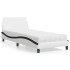 Cama con colchón cuero sintético blanco y negro 90x200
