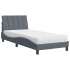 Cama con colchón terciopelo gris oscuro 90x200