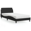 Cama con colchón cuero sintético negro 100x200 cm
