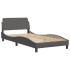 Cama con colchón cuero sintético gris 100x200