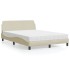 Cama con colchón tela color crema 120x200