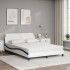 Cama con colchón cuero sintético blanco y negro 120x200