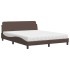 Cama con colchón cuero sintético marrón 160x200
