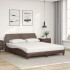 Cama con colchón cuero sintético marrón 160x200