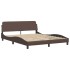 Cama con colchón cuero sintético marrón 160x200
