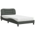 Cama con colchón tela gris oscuro 100x200