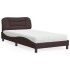 Cama con colchón tela marrón oscuro 100x200