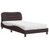 Cama con colchón tela marrón oscuro 100x200