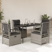 Set comedor de jardín 5 pzas cojines ratán sintético gris claro
