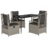 Set comedor de jardín 5 pzas cojines ratán sintético gris