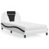 Cama con colchón cuero sintético blanco y negro 100x200