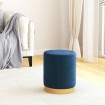 Taburete redondo con almacenaje terciopelo azul