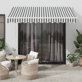 Toldo retráctil aluminio y tela gris antracita y blanco 3x2,5