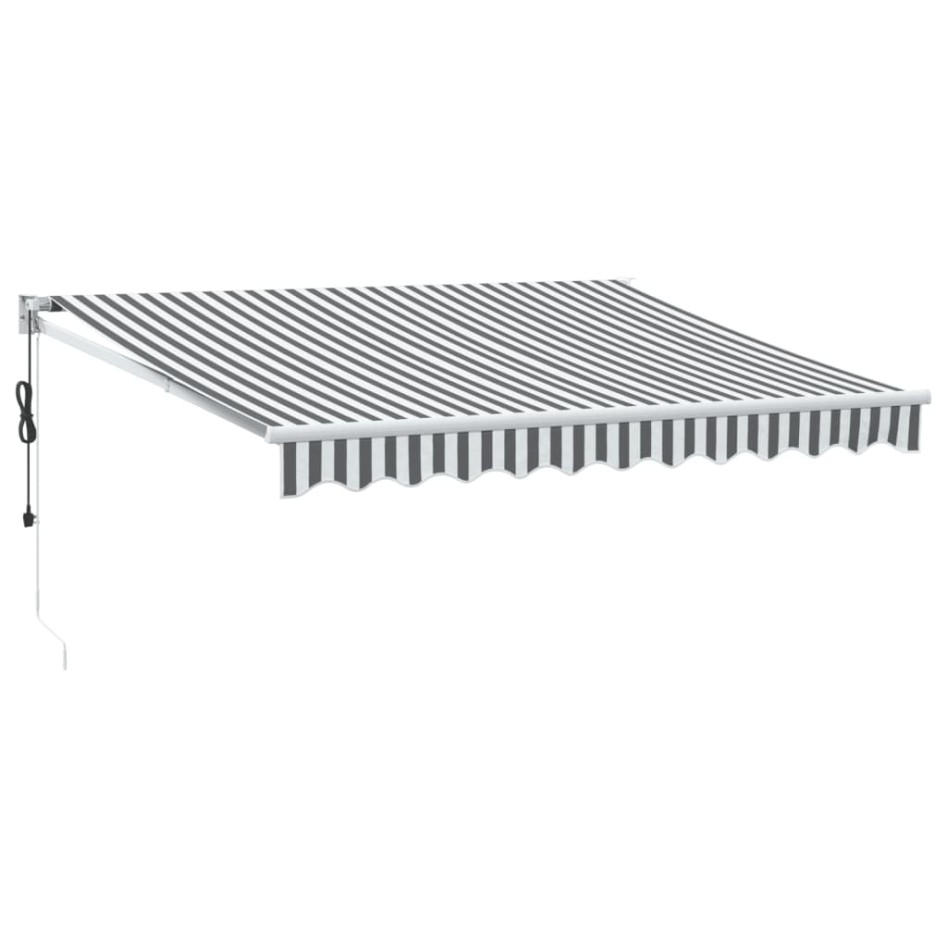 Toldo retráctil aluminio y tela gris antracita y blanco 3x2,5