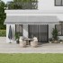 Toldo retráctil manual gris antracita y blanco 600x350