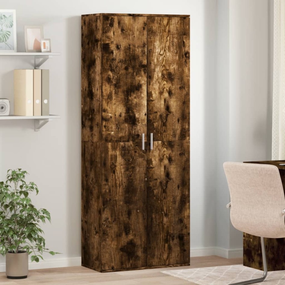 Aparador alto madera de ingeniería roble ahumado 70x35x180