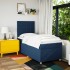 Cama box spring con colchón tela azul 80x200