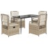 Set comedor de jardín 5 pzas con cojines ratán sintético