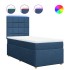 Cama box spring con colchón tela azul 80x200