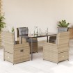 Set comedor de jardín 5 pzas con cojines ratán sintético beige