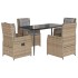 Set comedor de jardín 5 pzas con cojines ratán sintético