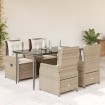 Set comedor de jardín 5 pzas con cojines ratán sintético beige