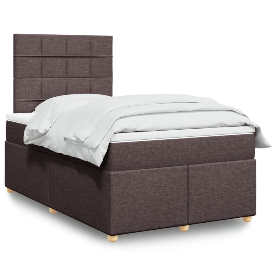 Cama box spring con colchón tela marrón oscuro 120x190
