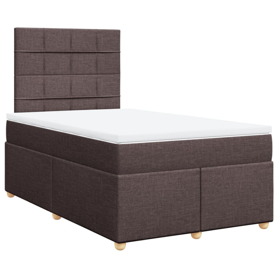 Cama box spring con colchón tela marrón oscuro 120x190