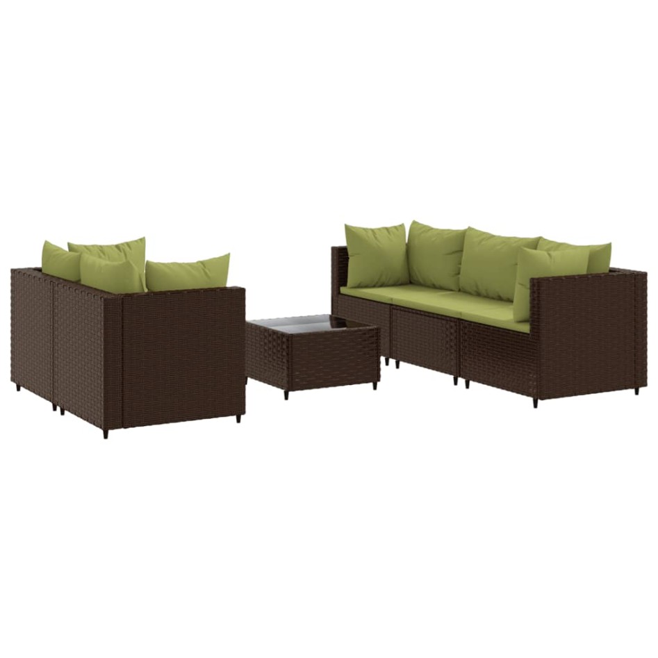 Set muebles de jardín 6 piezas y cojines ratán sintético