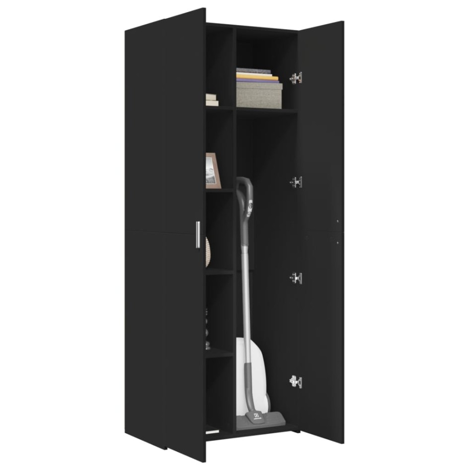 Aparador alto madera de ingeniería negro 70x42,5x185