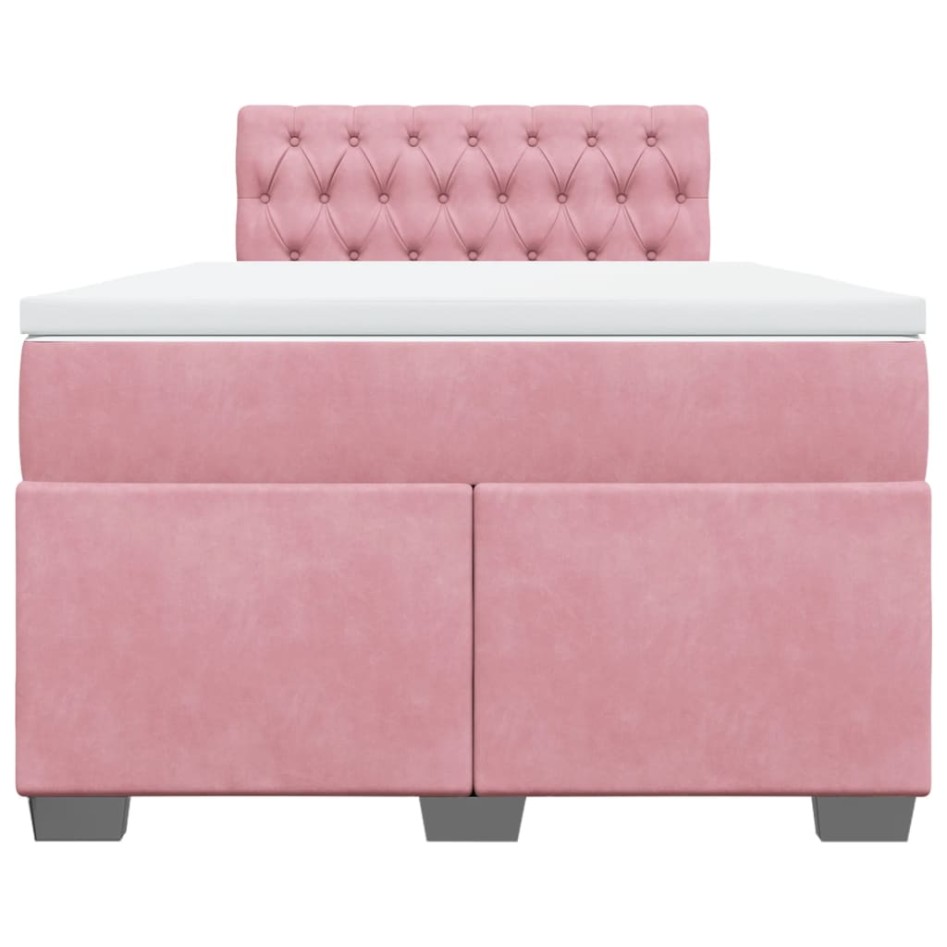 Cama box spring con colchón terciopelo rosa 120x200