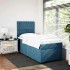 Cama box spring con colchón terciopelo azul oscuro 80x200