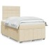 Cama box spring con colchón tela color crema 120x200