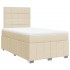 Cama box spring con colchón tela color crema 120x200